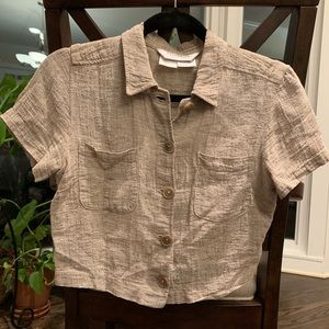 Max Mara linen crop button down